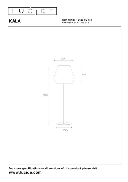 Lucide KALA - Tafellamp - Ø 25 cm - 1xE14 - Taupe - technisch